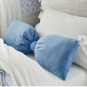 LoveShackFancy Oversized Bow Denim Pillow